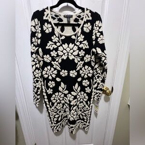 INC International Concepts Black and Cream Knit dress